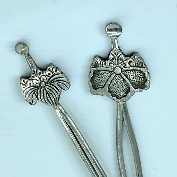Kanzashi Antique Silver Vine Crest Hairpin Yukata Elegant matching pair GS622 - Picture 4 of 5
